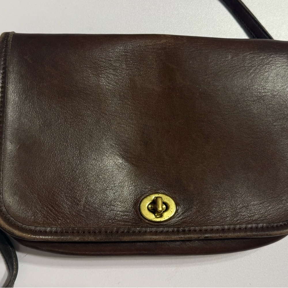 Vintage stamped coach penny pocket purse brown 9755 dinky